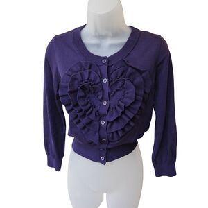 Love Moschino Purple Ruffled Cardigan